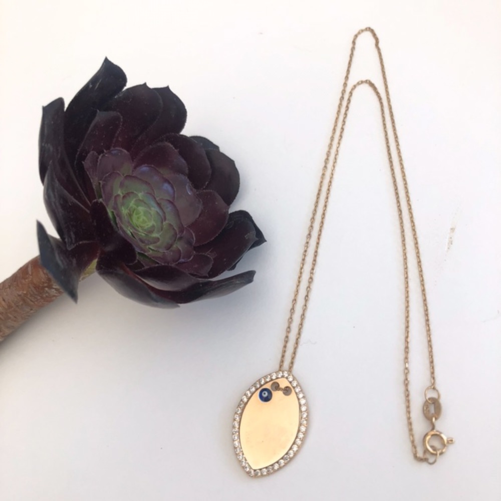 OVAL EVIL EYE Gold Filled Cz Dainty Necklace